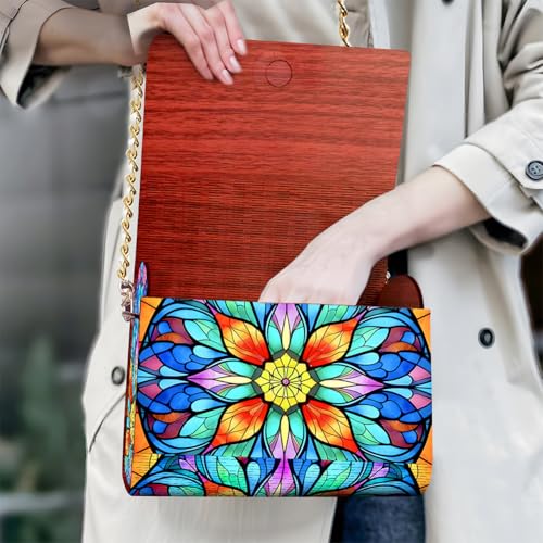 C'eitura DIY Mandala Diamond Art Painting Wooden Purse Kit with Chain, 5D Diamond Art Change Pouch, Handmade Craft for Women, Unique Gift Idea - color: SKB201
