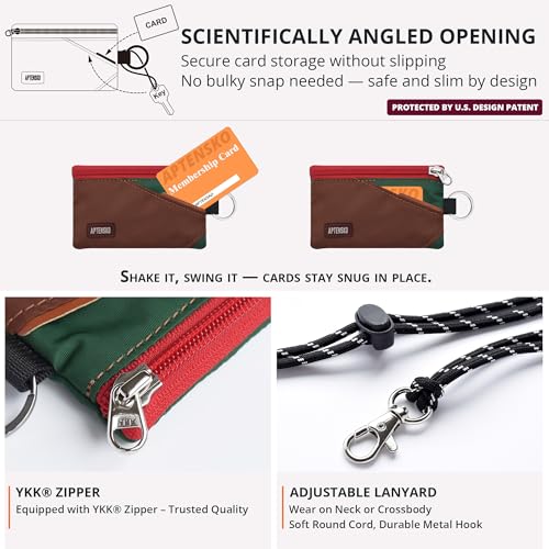 RFID Blocking Travel Wallet with Adjustable Lanyard, Small Nylon Zipper Pouch and Badge Holder for ID, Credit Cards, Cash, Keys, Commuters (Coffee+DarkYellow) - color: Coffee+DarkYellow