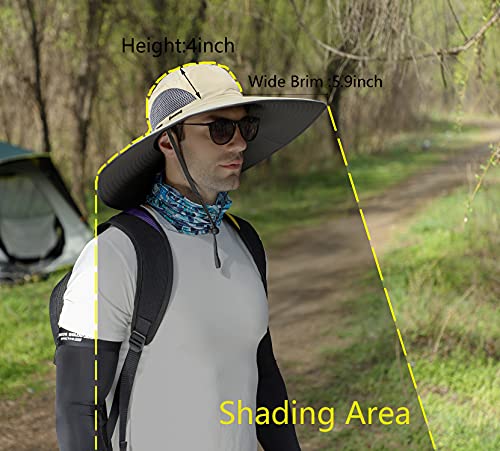 Leotruny Men Wide Brim Sun Hats UPF50+ Waterproof Breathable Bucket Hat for Fishing, Hiking, Camping - color: C08-dark Gray Camo