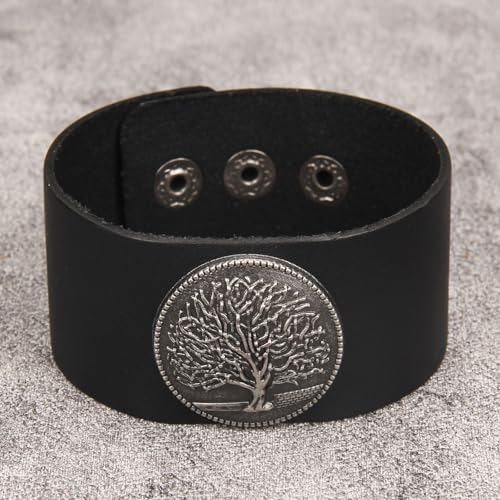 GelConnie Punk Leather Cuff Bracelet Adjustable Straps Wrap Bracelets Arm Armor Cuff Gothic Leather Wristbands for Men, Women - color: MLPB110-Black