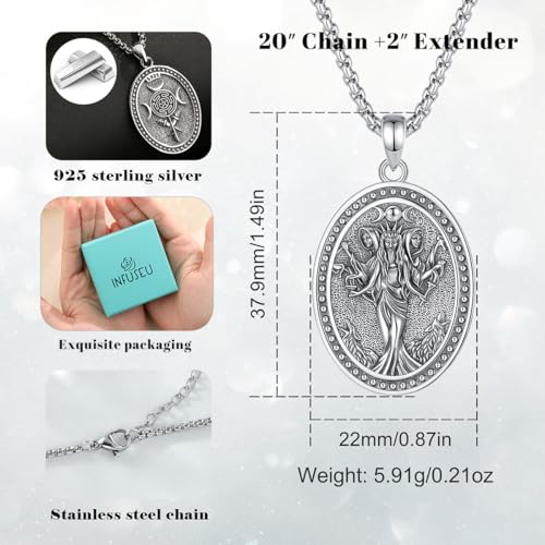INFUSEU Mystical Hecate Triple Moon Goddess Necklaces, Divine Feminine Protection Gifts - style: Hecate