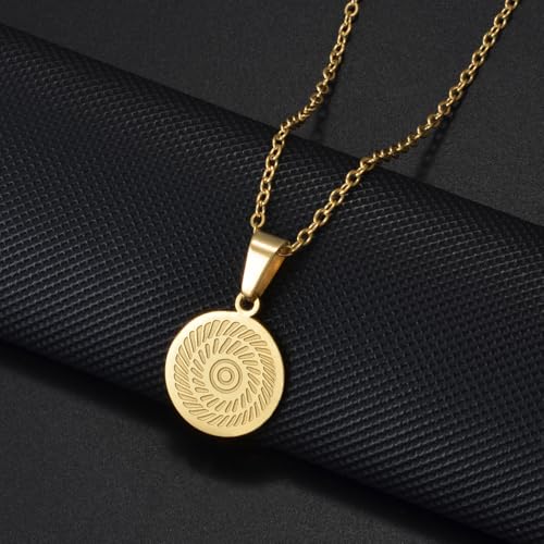 Pintadera Canaria Spain Traditional Ethnic Symbols Pendant Necklaces For Woman Jewelry - color: Gold Color 2