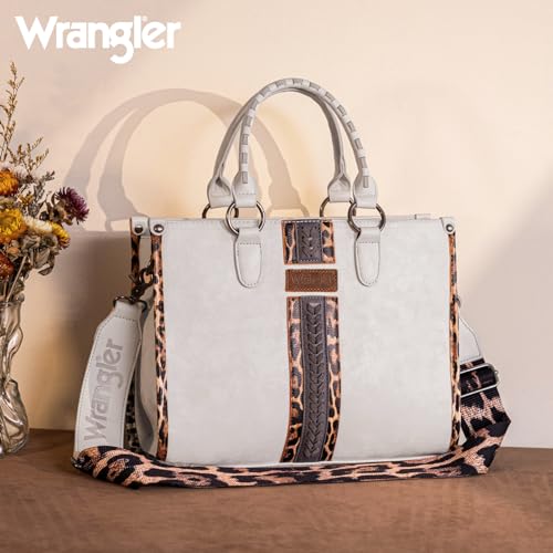 Montana West Wrangler Animal Print Tote Bag for Women Western Purse Boho Top Handle Satchel Handbag - color: Leo Beige