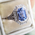 Mnyixsi 925 Sterling Silver Blue Created Sapphire and Moissanite Wedding Engagement Ring Band Bridal Ring Blue CZ Statement Ring Cubic Zirconia Cocktail Ring for Women Size 7 - size: Size 7