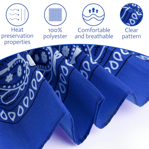 PLULON Bandanas for Men Women 4/12/24/30 Pack, Paisley Pattern Bandana Bulk Headbands Handkerchief Face Mask 100% Polyester - color: Blue, Light Blue, Black, Navy Blue