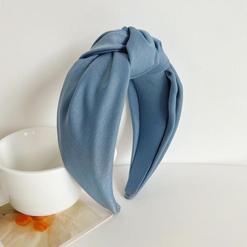 Blue Wide Knotted Headbands for Women Fashion Headband Non Slip Head Bands Hair Styling Accessories Womens Sisters Gifts - color: Blue