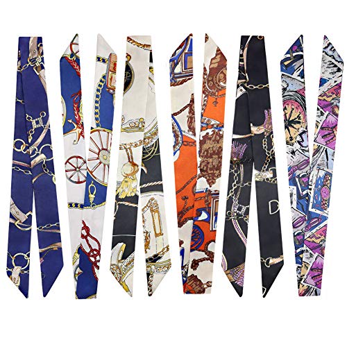 kcctoo 2/6/10Pack Scarf Bags for Women Handbag Scarfs Band Hair Neck Scarves Fashion Gifts - color: 6pcs - Bright Black