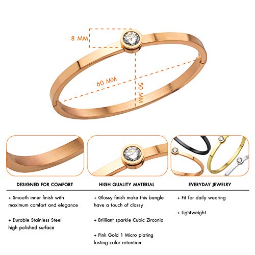 555Jewelry Womens Stainless Steel Shiny Bling Cubic Zirconia Bangle Bracelet