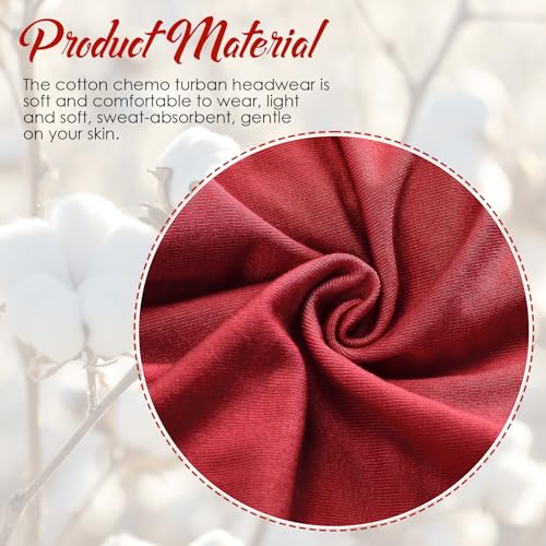 Geyoga Cotton Chemo Headwear Turban for Women Soft Elastic Cancer Hat Cancer Sleep Caps Head Wraps for Women with Hair Loss - color: Wine Red