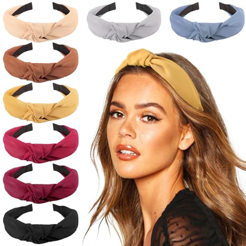 DRESHOW 8 Pack Knotted Headbands for Women Wide Turban Headband Yoga Exercise Ribbing Hair Hoop Hair Bands Accessories - color: 8 Pack Plastic Hair Hoop K