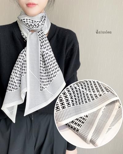 Purse Scarf For Handbags Head Scarves For Women's Hair Bags Scarfs Long Skinny Scarves Fashion Silky - color: A18-monochrome