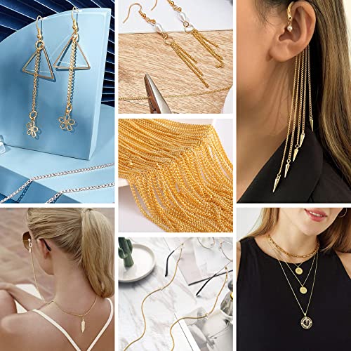 66 Feet 18K Gold Plated Curb Chains Roll, 1.5 mm 304 Stainless Steel Gold Flat Twisted Links Chains Bulk Spool for Jewelry Making DIY Craft - color: Gold Color, size: 1.5mm width