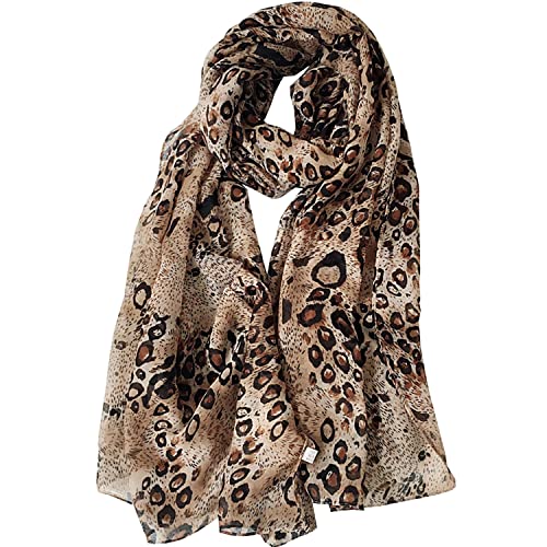 woogwin Women's Cotton Scarves Lady Light Soft Fashion Solid Scarf Wrap Shawl - color: Dark Leopard