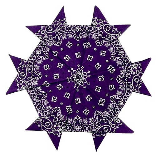 6 Pack 12 Pack Bandanas 2 Sides Printed 22inch Unisex Cowboy Kerchiefs - color: Purple-6 Pack