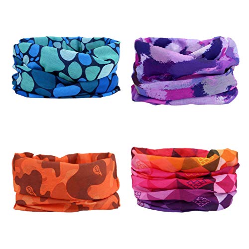 4 Headband Bandana Balaclava Half Face Mask Shield Head Hair Scarf Neck Gaiter Hat Multipurpose For WoMen Men Breathable Reusable Washable Camo Raindrop Blue Rainbow Yellow Purple - color: 4x Colors of Summer Mask