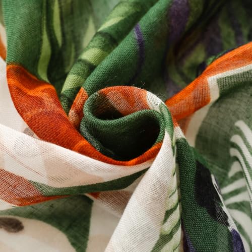 WaJuemy Travel Boho Scarf for Women Casual Lightweight Pashmina Scarves Fashion Multicolor Shawl Wraps with Fringed Beads - color: 62 Green Bird