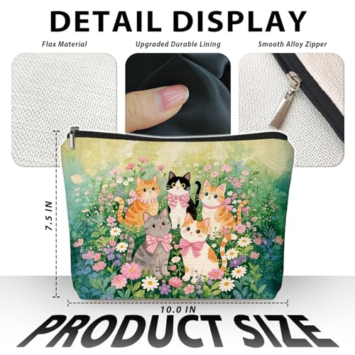 Cute Cat Flower Small Makeup Bag for Women, Kitty Cosmetic Zipper Travel Toiletry Bag for Daughters, Friends, Cats Girl & Women. Ideal Gifts For Travel, Birthdays, Graduation & Christmas. - color: 02-Cat(07)