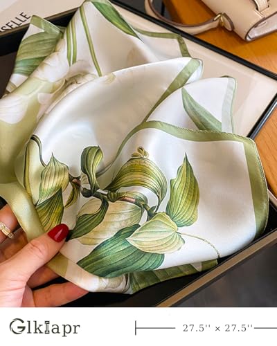 Satin Bandana Headscarf for Women Silky Hair Scarves for Fashion Lightweight - color: 16-green Anemone