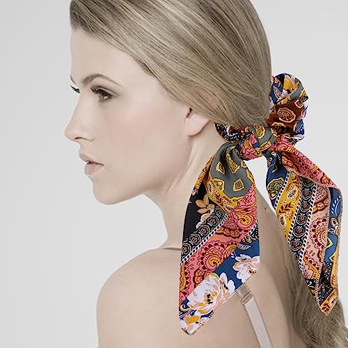 Paisley Scrunchie Hair Accessories - Chiffon Hair Scarf Bandana, Scrunchies, Ribbons, Ponytail Holders, and Bow Scrunchies for Women (6PCS) | Scrunchies with Tails,Hair Scarves,Hair Bows,Bandana Scrunchies,Scarf Ponytail Holder,Hair Accessories for Women