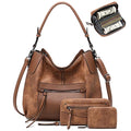 lapsting Hobo Bags for Women Handbags Purse Ladies Boho Shoulder Bag Crossbody Purses Faux Leather - color: E - 14inch Brown - Black Metal
