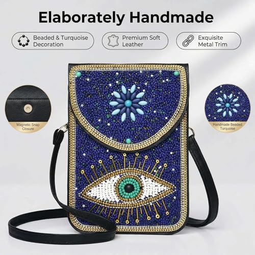 Small Crossbody Bags for Women Designer Cell Phone Bag Boho Shoulder Wallet Purse - color: Blue