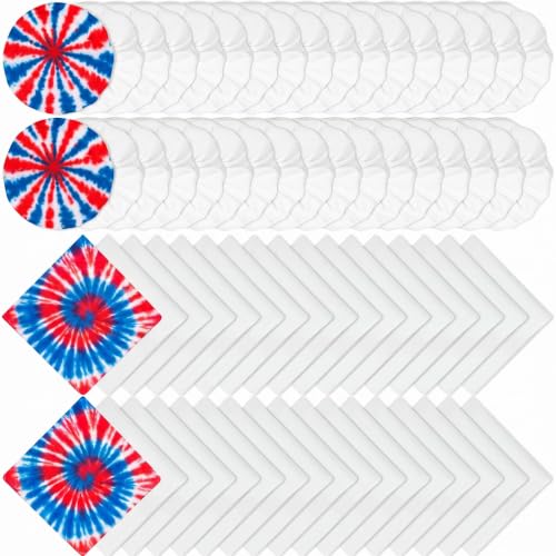 Tudomro White Cotton Bandana and Scrunchies for Tie Dye White Handkerchief Hair Ties for DIY Tie Dye Party 22" x 22"