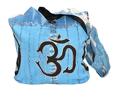 Mandala Crafts Hippie Bag, Large Boho Hobo Purse for Women, Crossbody Shoulder Sling Bags for Indie Style Bohemian Accessory - style: Blue Om