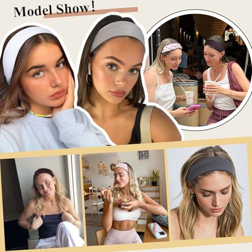 TERSE Headbands for Women Trendy Cherry Print - Non Slip Head Bands Soft Fabric Hair Bands for Workout Yoga Running Sport - Wide Thick Hair Wrap for Girls - color: Headbands Color- Cherry Print