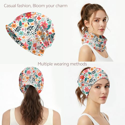 Chemo Caps Slouchy Beanie Hat Stretch Cancer Head Wraps Turban Sleep Headwear Scarf for Women Girls Men - color: I-6-red Flower