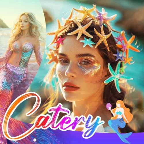 Catery Starfish Headband Seashell Mermaid Crown Headpiece Pearl Beach Wedding Hair Accessories for Women