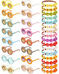 CHENGU Retro Flower Sunglasses Daisy Flower Headbands Costume Accessories Set Groovy 60s 70s Hippie Boho Party Favor, Festival Beach Birthday Decorations(32 Pieces,Bright Style) - style: Bright Style