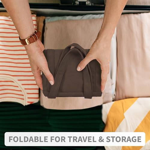 HOMESPON Large Canvas Tote Bag for Women Everything Bag with Pockets and Laptop Sleeve - color: Brown