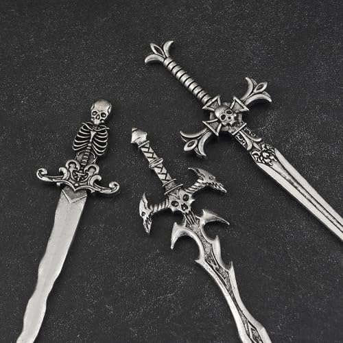 3PCS Skull Sword Hair Pins for Women, Metal Hair Sticks Set, Gothic Hair Accessories, Fantasy Decorative Hair Pins, Medieval Hair Stick Set for Bun Updo Long Thick Hair - color: Design-7