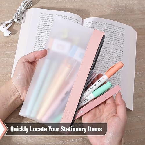 Mr. Pen- Clear Pencil Pouch, 8.50"x4.25", 3 Pack, Durable TPU Material | Medium Water-Resistant Pencil Bags with Smooth Zipper, Multipurpose Clear Pouch for Stationery, School, Office - color: Earth Tone, size: 3 Pack, Medium