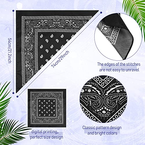 Handepo 150 Pcs Bandanas Bulk, Colorful Paisley Bandanas Unisex Head Wrap Scarf Cowboy Headband Handkerchief - color: Red, Blue, Black