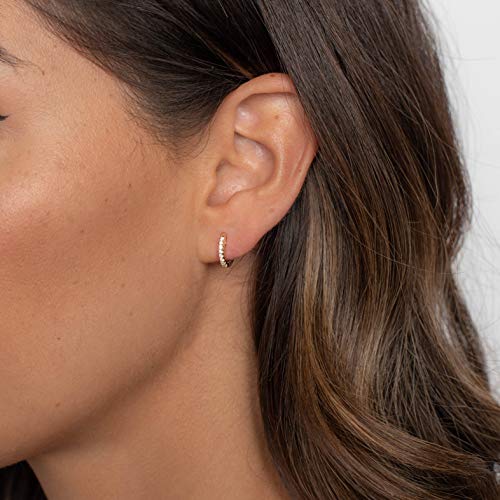PAVOI Small Gold Hoop Earrings for Women - 14K Gold Plated Huggie Earring | Hypoallergenic Earring Set - Dainty Huggie Hoops with 925 Sterling Silver Posts - Cartilage Hoop Earrings - color: Yellow Gold