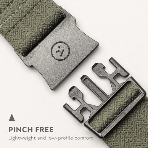 Arcade The Original Slim Unisex Adventure Belt, Narrow Width Elastic Stretch Webbing, Micro Adjust Buckle - color: Ivy Green