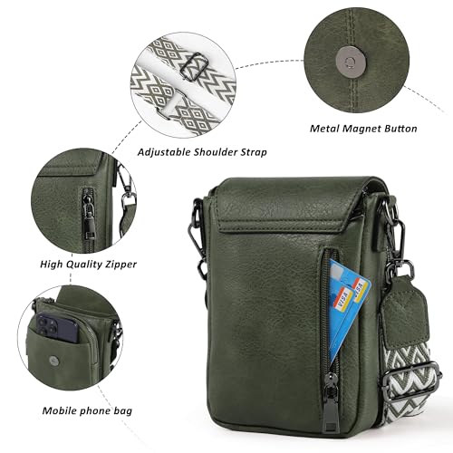 TANTOMI Small Crossbody Bags for Women Trendy, Cell Phone Purses Wallet with 4 Card Slots, Small Purses with Adjustable Strap - color: 06-dark Green