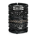 Punk Braided Leather Bracelets for Men Women Gothic Wood Beaded Tribal Wrap Wristband Grunge Emo Multilayer Adjustable Mens Bracelet in Black Brown Fathers Day Gift - color: Black Cross