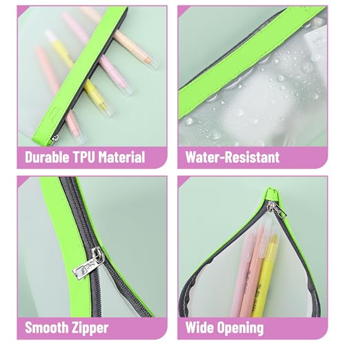 Mr. Pen- Clear Pencil Pouch, 8.50"x4.25", 3 Pack, Durable TPU Material | Medium Water-Resistant Pencil Bags with Smooth Zipper, Multipurpose Clear Pouch for Stationery, School, Office - color: Candy, size: 3 Pack, Medium
