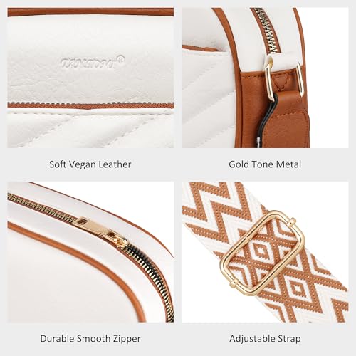 TANTOMI Small Crossbody Bags for Women Trendy, Cell Phone Purses Wallet with 4 Card Slots, Small Purses with Adjustable Strap - color: White/Light Brown