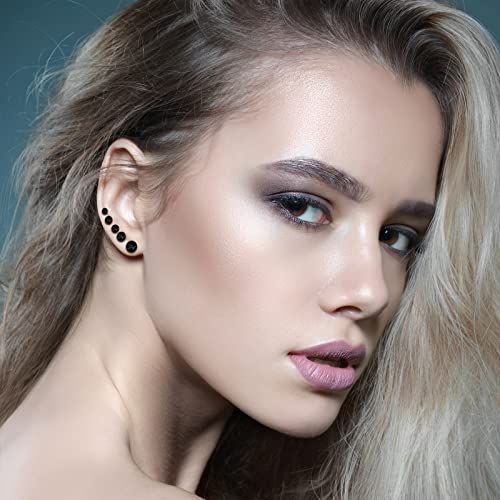 Aroncent 12PCS Stainless Steel Fake Tapers Mens Earrings Illusion Tunnel Cheater Piercing Jewelry Set for Men Women - color: Black