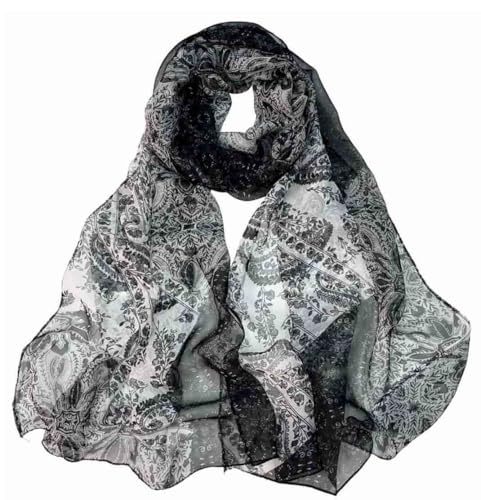 Xyueanlo Scarfs for Women Fashion Scarves Print Pattern Lightweight Sunscreen Scarf Wraps Shawls - color: Cashew Black