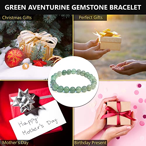 ANAYA AGATE Healing Crystal Bracelet for Women and Men – 8mm Round Beaded Bracelet for Men and Women – Unisex Stretchy Gemstone Bracelet for Healing and Protection - color: Green Aventurine