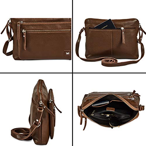 Leather Crossbody Bags for Women Small Soft Genuine Pebbled Sling Shoulder Handbag Crossover Purse with Full Adjustable Strap (Chocolate Nappa) - color: Chocolate Nappa