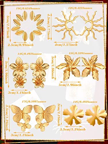 Glenmal Gold Statement Earrings for Women Large Gold Geometric Earrings Woven Twisted Leaf Earring Jewelry Gift - style: Flower Style