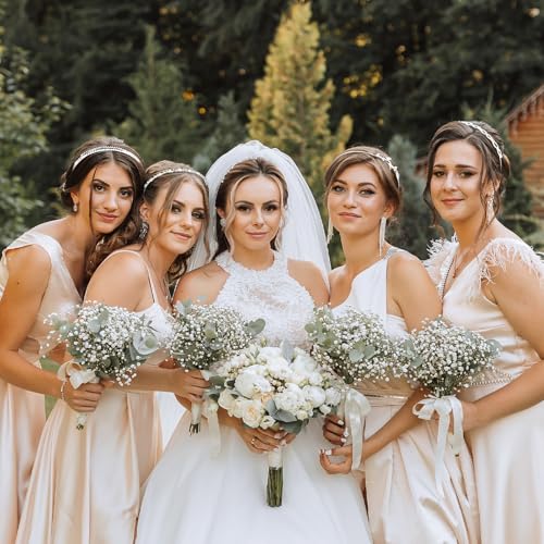 4 Pack Silver Rhinestone Headbands Wedding Beadband Bridal Headband For Women Gifts - color: silver