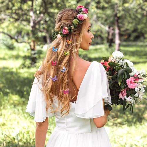 20Pcs Butterfly Hair Clips for Women Moving Glitter Butterfly Clip Fairy Accessories Bright Style - color: Bight