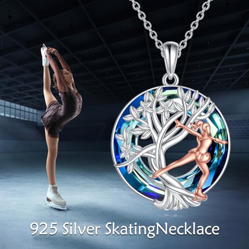 YFN Tree of Life Necklace Sterling Silver Crystal Jewelry Graduation Birthday Gifts for Women - color: Skate