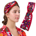 FANFAN Boho Mexican Embroidered Headband - Floral Elastic Hair Band Women Girls Wedding Festival Daily Wear E9 (Red, One Size) - color: Red
